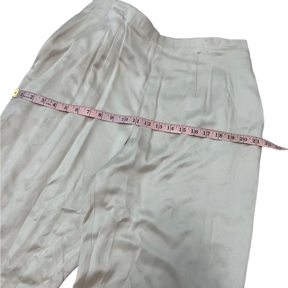 DANA Buchman Khaki Pleated Silk Palazzo Trousers - Picture 9 of 16